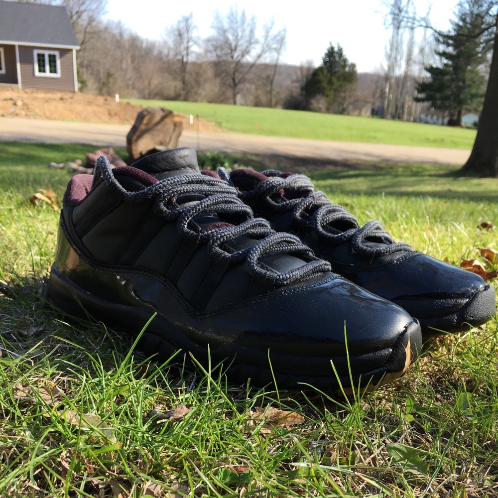 Custom Air Jordan 11 Black and Maroon